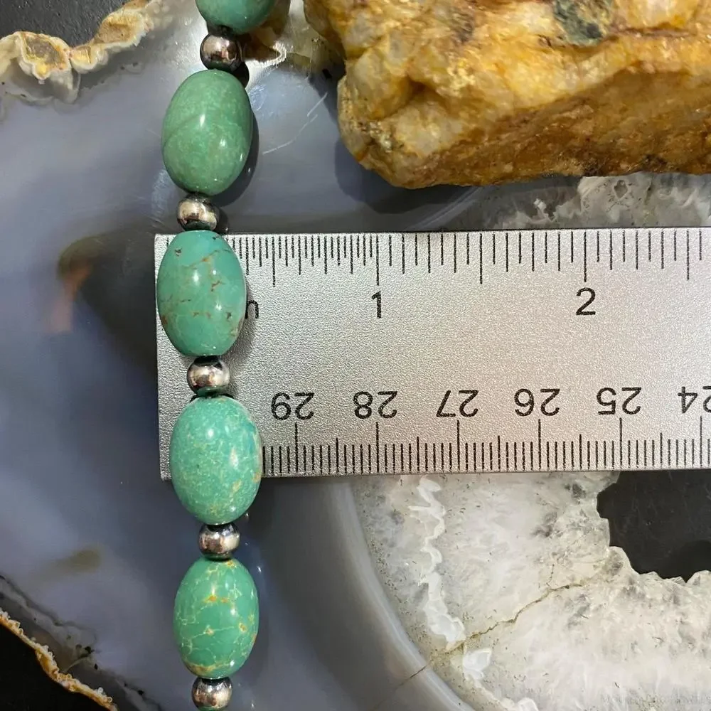 Carolyn Pollack Sterling Egg Shape Green Turquoise Link Bracelet For Women